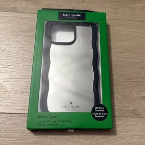 Kate Spade IPhone 16 Pro Max Protective case with Megasafe - Black Wavy mirrored
